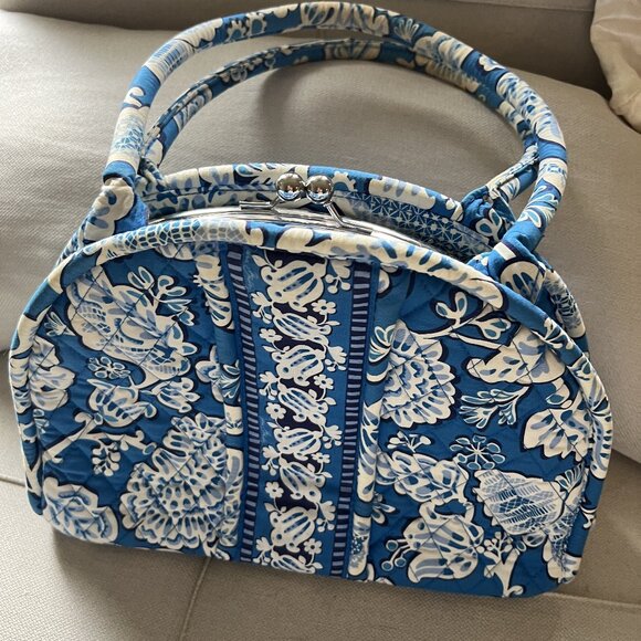 Vera Bradley Eloise Purse Blue Lagoon with Kiss Lock Closure and Shoulder Strap - Picture 2 of 16